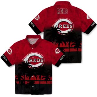 MLB Cincinnati Reds Sunset Pattern Red Black Hawaiian Shirt - Perfect for Summer Beach & Fans