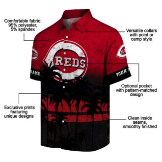MLB Cincinnati Reds Sunset Pattern Red Black Hawaiian Shirt - Perfect for Summer Beach & Fans