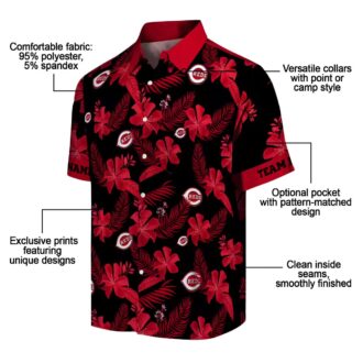 Personalized Cincinnati Reds Black Hawaiian Shirt with Botanical Print - MLB Fan Apparel