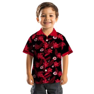 Personalized Cincinnati Reds Black Hawaiian Shirt with Botanical Print - MLB Fan Apparel