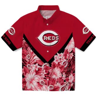 Personalized Cincinnati Reds Floral Chevron Red Hawaiian Shirt - MLB Fan Summer Apparel