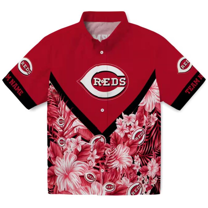 Personalized Cincinnati Reds Floral Chevron Red Hawaiian Shirt - MLB Fan Summer Apparel