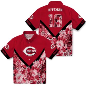 Personalized Cincinnati Reds Floral Chevron Red Hawaiian Shirt - MLB Fan Summer Apparel