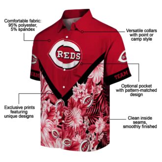 Personalized Cincinnati Reds Floral Chevron Red Hawaiian Shirt - MLB Fan Summer Apparel