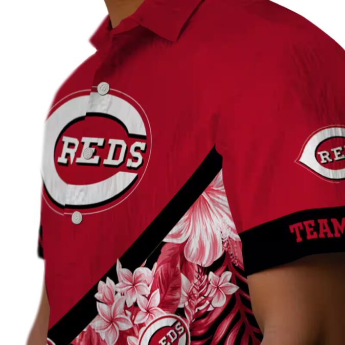 Personalized Cincinnati Reds Floral Chevron Red Hawaiian Shirt - MLB Fan Summer Apparel
