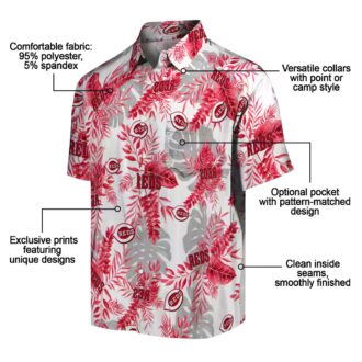 Red & White Cincinnati Reds Hawaiian Shirt - Tropical Leaves MLB Shirt for Summer