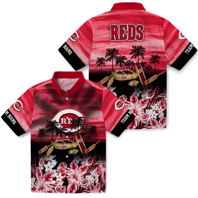 Red Cincinnati Reds Tropical Hawaiian Shirt - Personalized MLB Canoe Summer Style