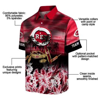 Red Cincinnati Reds Tropical Hawaiian Shirt - Personalized MLB Canoe Summer Style