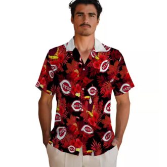 Tropical Cincinnati Reds Hawaiian Shirt - Floral Red Toucan Design MLB Fan Gear