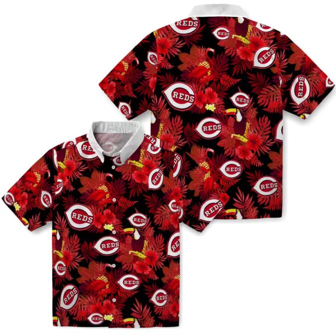Tropical Cincinnati Reds Hawaiian Shirt - Floral Red Toucan Design MLB Fan Gear