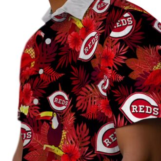 Tropical Cincinnati Reds Hawaiian Shirt - Floral Red Toucan Design MLB Fan Gear