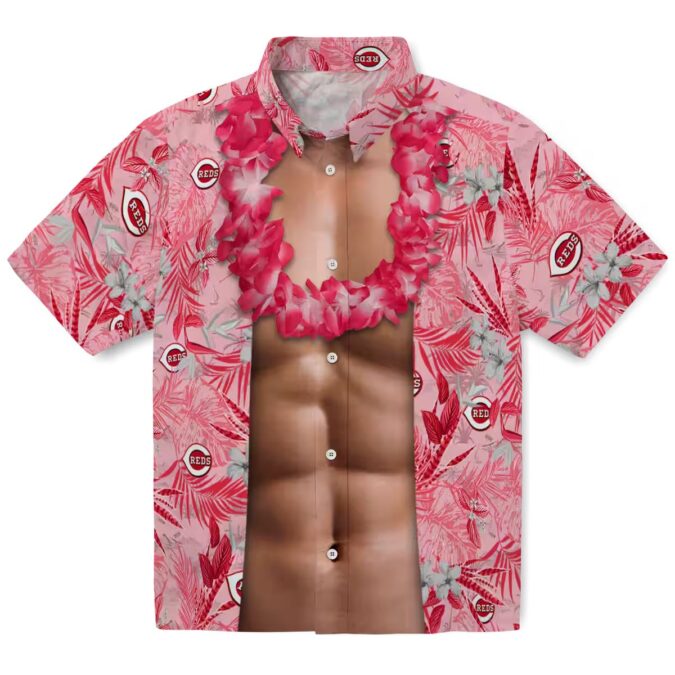 Unique Cincinnati Reds Hawaiian Shirt - Red Tropical MLB Team Gear with Chest Illusion Design