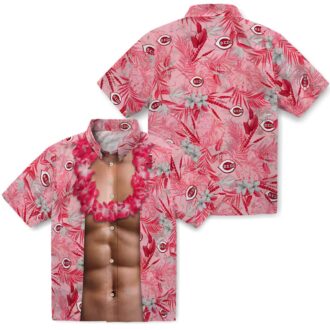 Unique Cincinnati Reds Hawaiian Shirt - Red Tropical MLB Team Gear with Chest Illusion Design
