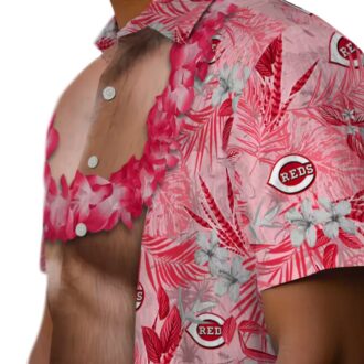 Unique Cincinnati Reds Hawaiian Shirt - Red Tropical MLB Team Gear with Chest Illusion Design