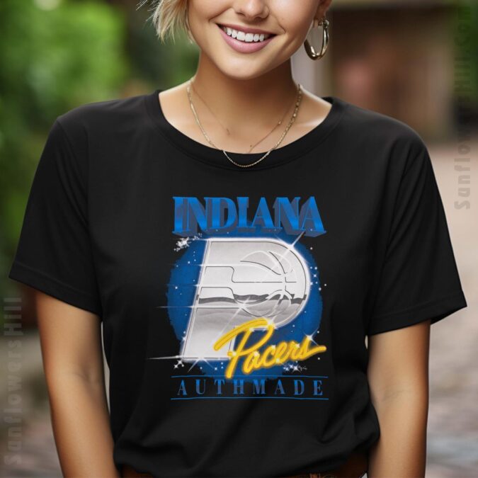 Indiana Pacers Playoffs 2025 Chrome Logo T-Shirt - Black NBA Fan Gear for Adults