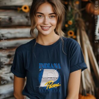 Indiana Pacers Playoffs 2025 Chrome Logo T-Shirt - Black NBA Fan Gear for Adults