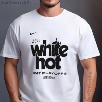 Shop 2025 NBA Playoffs Miami Heat T-Shirt - White Hot Edition for Basketball Fans