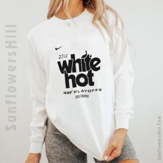 Shop 2025 NBA Playoffs Miami Heat T-Shirt - White Hot Edition for Basketball Fans