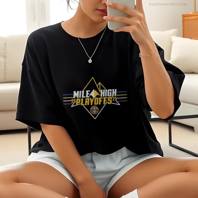 Denver Nuggets Mile High Playoffs Neon T-shirt, NBA Playoffs 2025 Merchandise for Fans