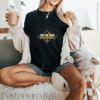 Denver Nuggets Mile High Playoffs Neon T-shirt, NBA Playoffs 2025 Merchandise for Fans