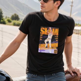 Luka Doncic NBA Playoffs 2025 T-Shirt - SLAM Magazine Los Angeles Lakers Orange Metal Design