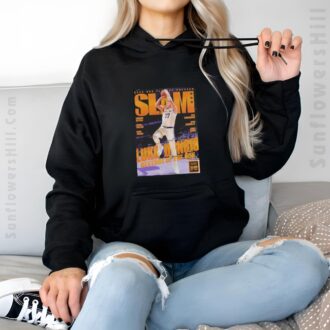 Luka Doncic NBA Playoffs 2025 T-Shirt - SLAM Magazine Los Angeles Lakers Orange Metal Design