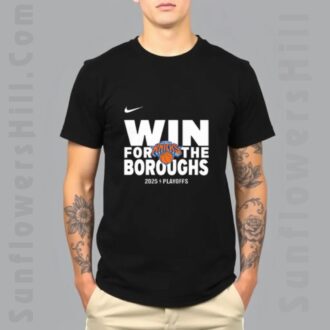 New York Knicks 2025 NBA Playoffs Unisex Tee - Win For The Boroughs, Perfect Fan Gear