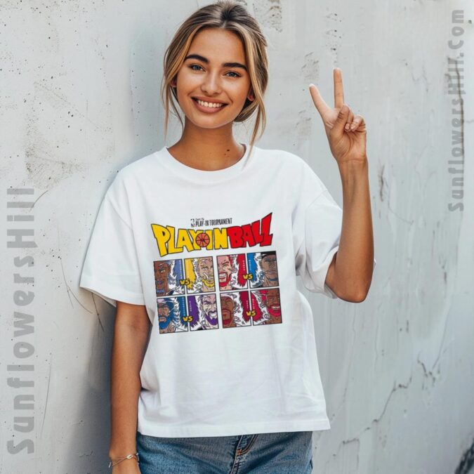 2025 NBA Play-In Tournament Shirt - Dragon Ball Matchup Graphic Tee for Game Day Wear