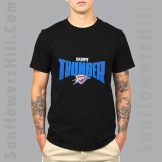 Shop Oklahoma City Thunder 2025 Playoffs Wall Text Unisex T-Shirt - Limited Edition NBA Fan Gear