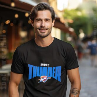 Shop Oklahoma City Thunder 2025 Playoffs Wall Text Unisex T-Shirt - Limited Edition NBA Fan Gear