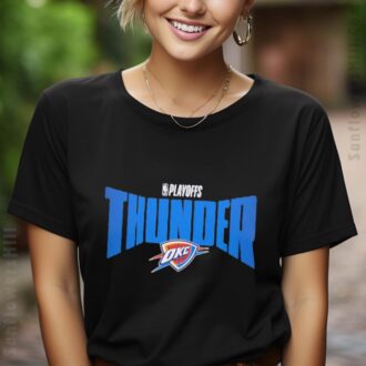 Shop Oklahoma City Thunder 2025 Playoffs Wall Text Unisex T-Shirt - Limited Edition NBA Fan Gear