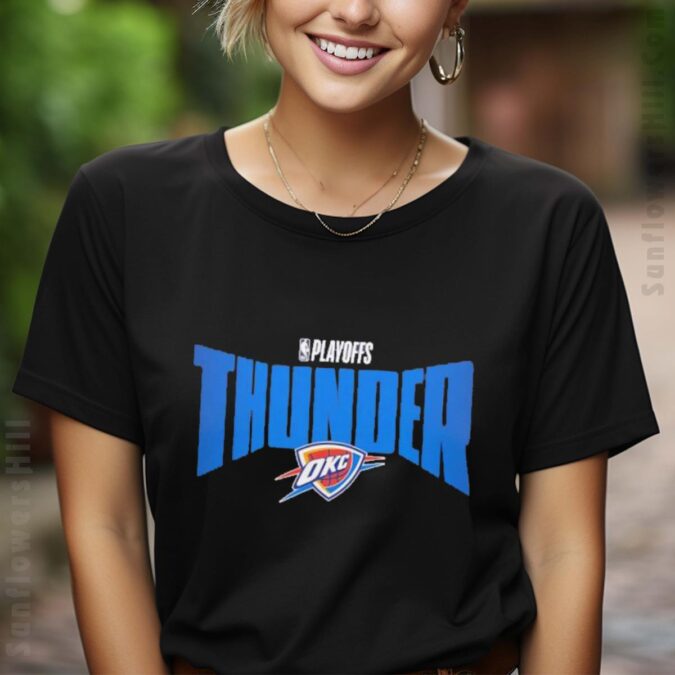 Shop Oklahoma City Thunder 2025 Playoffs Wall Text Unisex T-Shirt - Limited Edition NBA Fan Gear