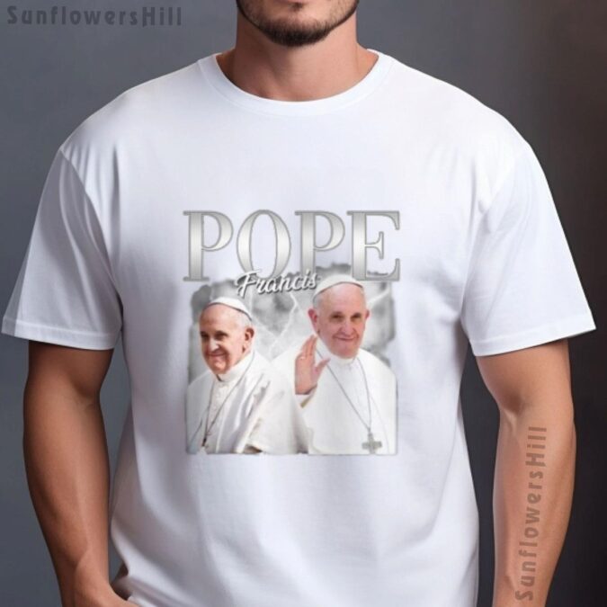 Rest In Peace Portrait of Pope Francis Shirt, Religious Tribute Apparel