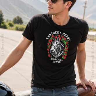 Kentucky Derby Garland Horse Head Rose Shirt - Vintage Race Day Graphic Tee for Men