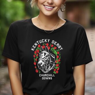 Kentucky Derby Garland Horse Head Rose Shirt - Vintage Race Day Graphic Tee for Men
