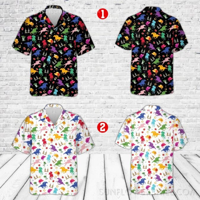 Kentucky Derby Hawaiian Shirt, Run for the Roses Button Up for Derby Party Men