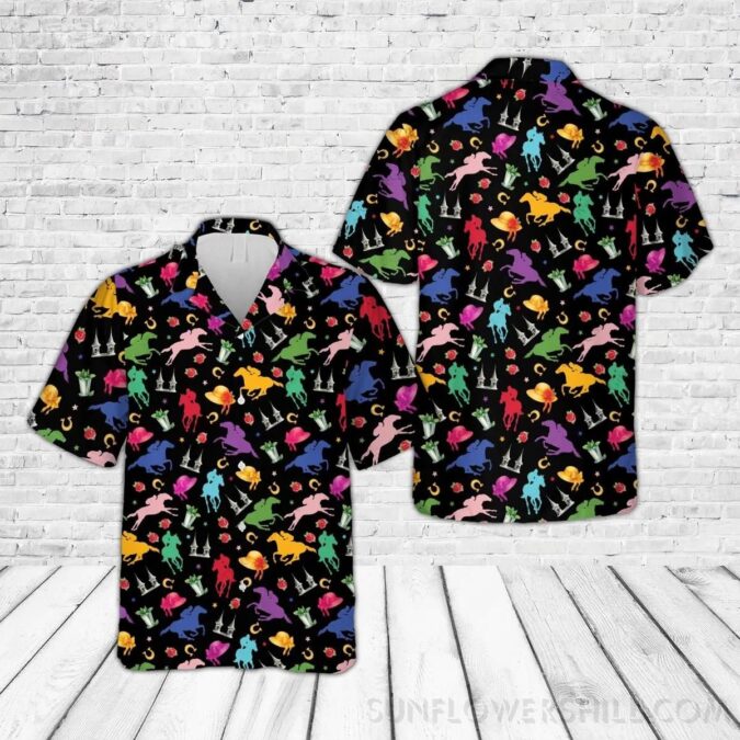 Kentucky Derby Hawaiian Shirt, Run for the Roses Button Up for Derby Party Men