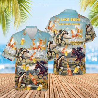 Kentucky Derby Horse Racing & Beer Lover Hawaiian Shirt - Funny Drinking Team Button Up Tee