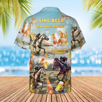 Kentucky Derby Horse Racing & Beer Lover Hawaiian Shirt - Funny Drinking Team Button Up Tee