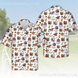 Talk Derby To Me Kentucky Derby Aloha Button Up Shirt, Run for the Roses Party Outfit