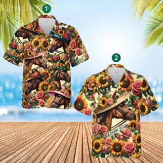 Vintage Floral Kentucky Derby Hawaiian Party Shirt for Summer Parties, Horse Racing Lovers