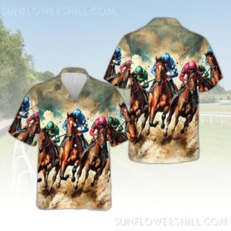 Vintage Kentucky Derby Run for the Roses Jockey Shirtm, Aloha Hawaiian Style for Men & Women