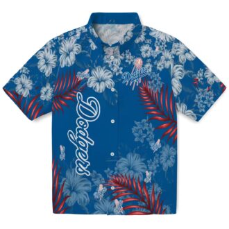 Blue Dodgers Hawaiian Shirt - Floral Print MLB Apparel for Game Day & Beach