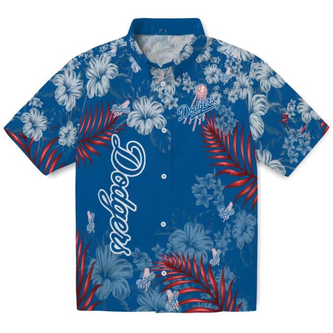 Blue Dodgers Hawaiian Shirt - Floral Print MLB Apparel for Game Day & Beach