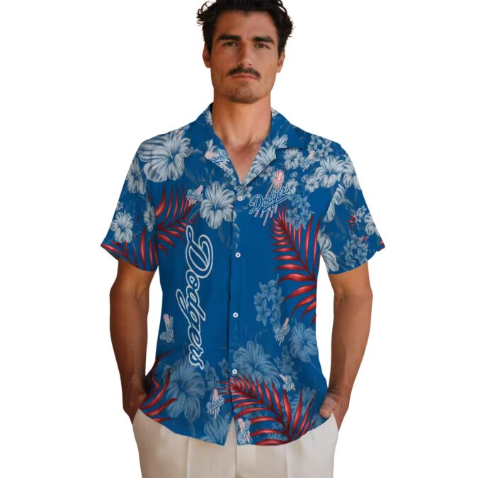 Blue Dodgers Hawaiian Shirt - Floral Print MLB Apparel for Game Day & Beach