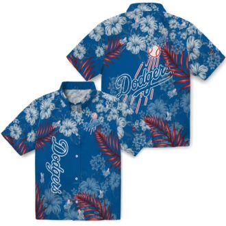 Blue Dodgers Hawaiian Shirt - Floral Print MLB Apparel for Game Day & Beach