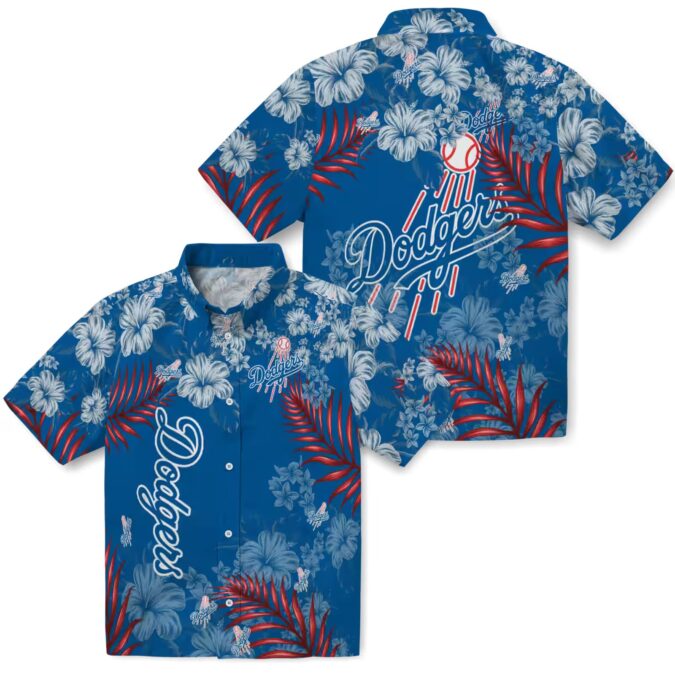 Blue Dodgers Hawaiian Shirt - Floral Print MLB Apparel for Game Day & Beach