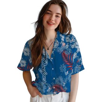 Blue Dodgers Hawaiian Shirt - Floral Print MLB Apparel for Game Day & Beach