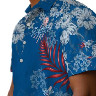 Blue Dodgers Hawaiian Shirt - Floral Print MLB Apparel for Game Day & Beach