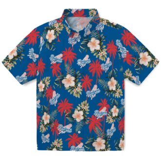 Buy LA Dodgers Blue Hawaiian Shirt - Palm Tree & Hibiscus Summer Fan Wear